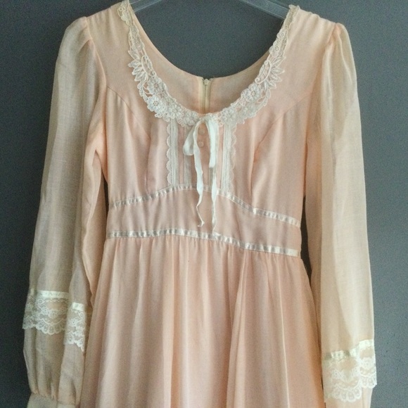 Gunne Sax Vintage Peach Maxi Dress - Picture 2 of 8